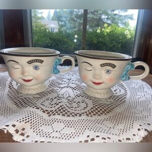 Bailey's Irish Cream Yum Mug Winking Face Mug 1996 Limited Edtn Tea Cup (PAIR)